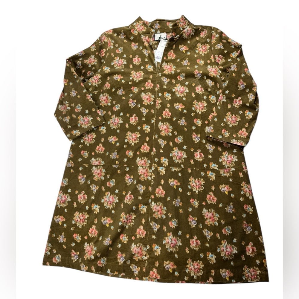 Tuckernuck Clifton Floral Brown Hazel Bouquet Corduroy A-Line Size XXL Cottage - Picture 3 of 15